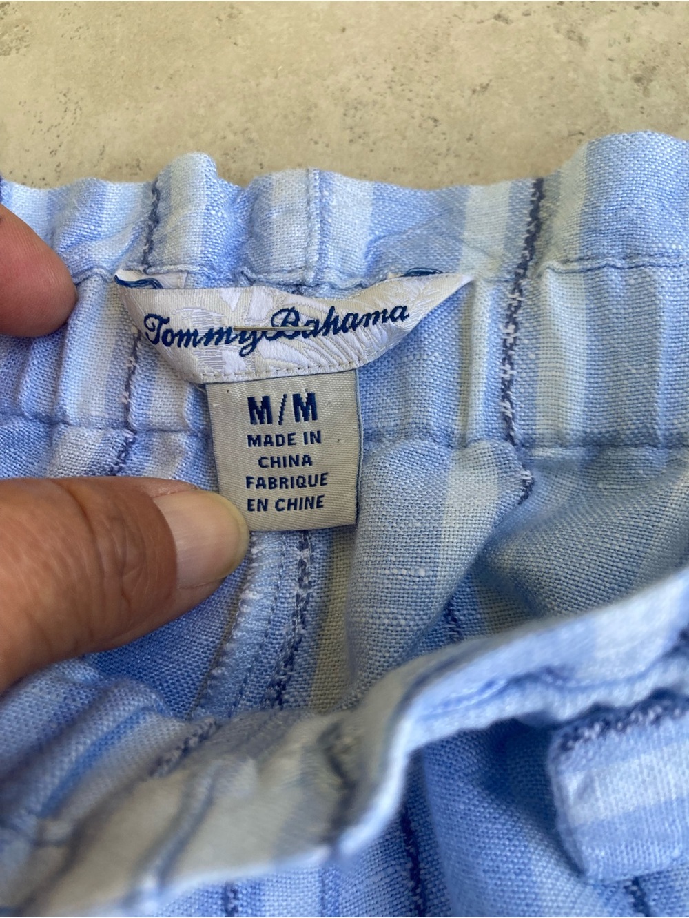 Tommy Bahama Striped Blue & White Wide-Leg High Waist Linen Summer Pants - Picture 5 of 10